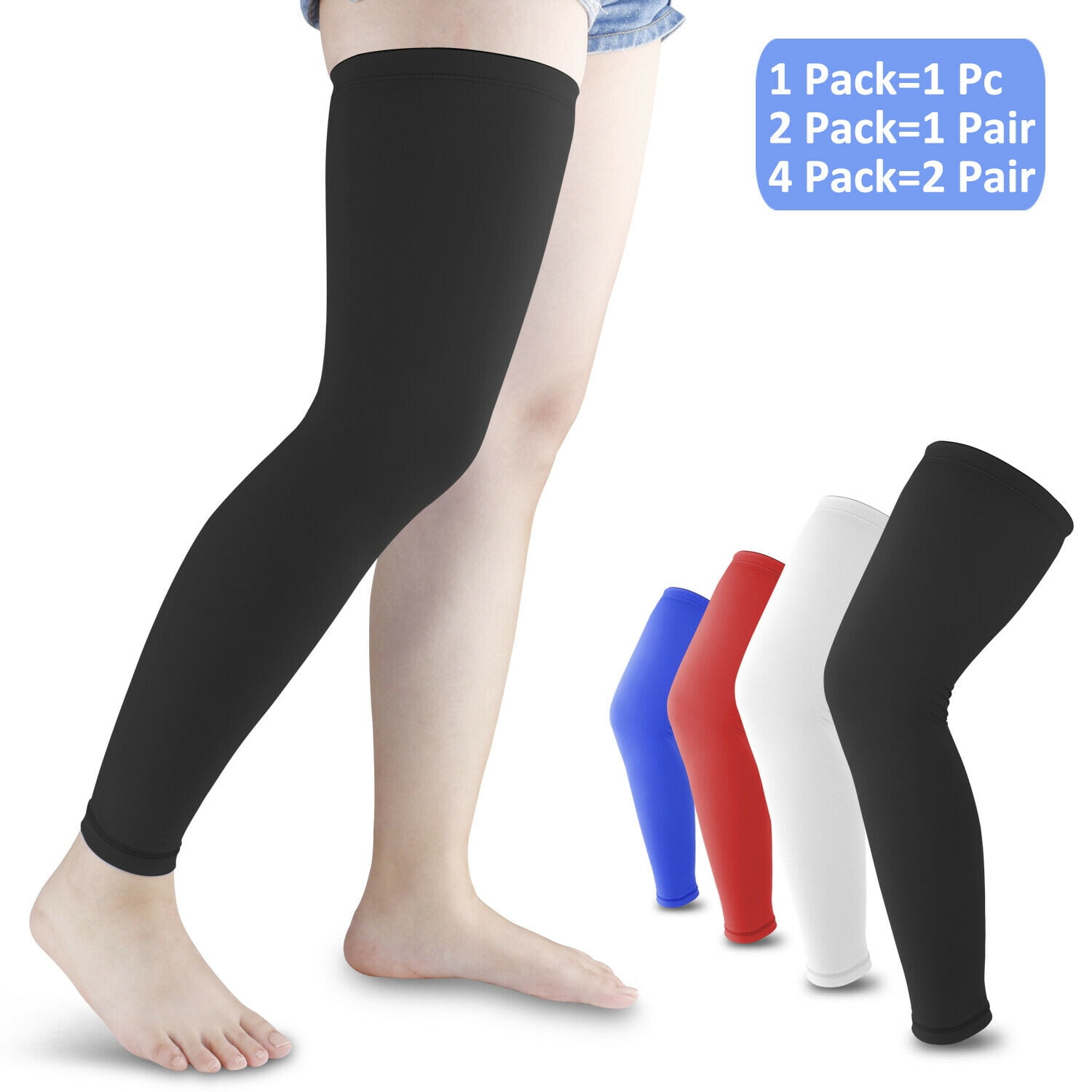1 Pair Compression Long Sleeve Support Leg Knee Brace Socks Sport Pain ...