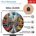 thumbnail image 3 of Cartoon City Street Clock Wall Decor 10-Inch Silent Wooden Wall Clock, Battery Operated (AA Batteries Not Included), Artistic Home Decor, 3 of 7