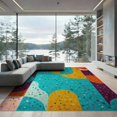 thumbnail image 2 of ODIKA 8'x10' Washable Area Rug Durable, Non-Slip Funky Retro 80S Geometric Bold Memphis Squiggle Interlocking for Living Room, Under Sectional, Family, 2 of 4