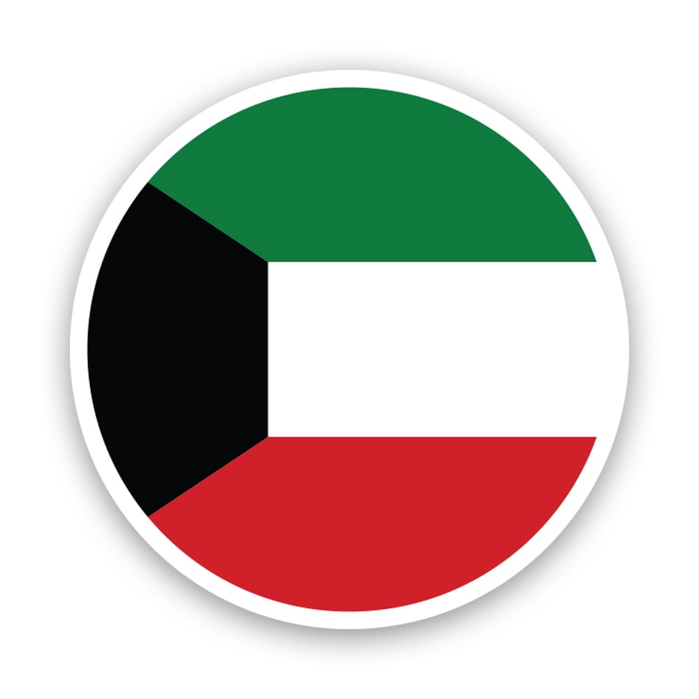Round Kuwaiti Flag Sticker Decal Self Adhesive Vinyl Weatherproof