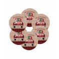 thumbnail image 7 of 15 Inch Round Placemats Set of 6, Christmas Truck Gnomes Non Slip Heat Insulation PP Table Mats, Red Black Plaid Xmas Tree Wooden Washable Place Mats for Kitchen Dining Party Table Decor, 7 of 7
