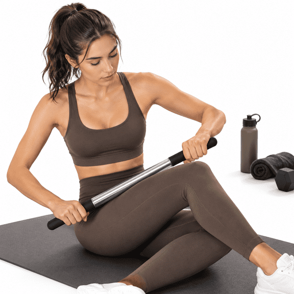 Black 17.5 Inch Stainless Steel Massage Roller Stick for Myofascial Release