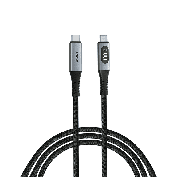 Verbatim 100W USB-C to USB-C Fast Charging Cable with Power Display and DuPont Kevlar Core, 480Mbps Data Transfer, PD & Quick Charge, Braided Nylon for Laptop, Tablet & Phone