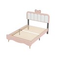 thumbnail image 2 of Pink Twin Bed Frame for Teen, Cartoon Rabbit-Shaped Twin Size Bed with Headboard for Girls, Cute Upholstered Twin Frame, Upholstered Twin Size Platform Bed Frame, Modern Bedroom Furniture, 2 of 8