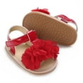 thumbnail image 3 of Zwiiyzr 2024 Baby Girls Sandals Infant Toddler Shoes Open Toe Ankle Strap Summer Flower Shoes Walking Shoes Flat Soft Soled Sandals 6-12 Months Red, 3 of 4