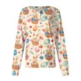 thumbnail image 2 of Fabrcox S-5XL Bunny Rabbit Warm Scrub Jackets for Woman Long Sleeve Snap Front Easter Animals Pattern Women Nurse Uniform with Pocket, 2 of 6