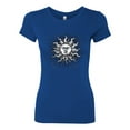 thumbnail image 2 of Wild Bobby Radiating Sun Puff Print Fashion Womens Slim Fit Junior Tee, Royal, Large, 2 of 6