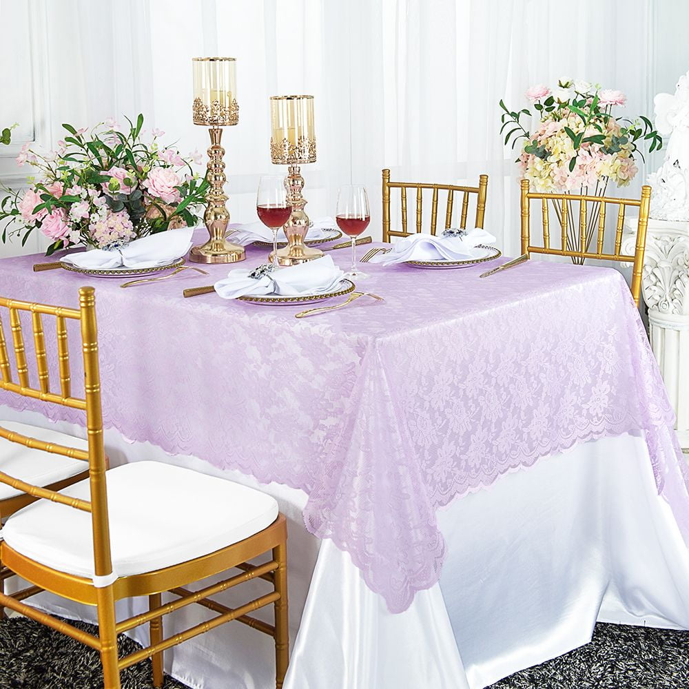 Wedding Linens Inc. 54" x 108" Rectangular Lace Table Overlays, Lace