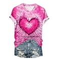 thumbnail image 5 of Fartey Valentine's Day T-Shirt for Women Plus Size Short Sleeve Crew Neck Holiday Shirts Cute Heart Graphic Tees Fashion Valentines Party Tops Pink L, 5 of 5