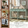 thumbnail image 3 of Narrow Console Table for Entryway, Solid Wood Sofa Table with 4 Drawers and Bottom Shelf, Buffet Sideboard Storage Cabinet with 6 Legs and Handles for Living Room, Hallway, Dining Room, Tiffany Blue, 3 of 7