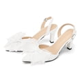 thumbnail image 4 of Pennysue Women's Lace Bow Heels Closed Pointed Toe High Heel Ankle Strap Heeled Sandals Bride Wedding Party Dress Shoes, 4 of 8