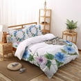 thumbnail image 3 of Spring Pastoral Twin Size Comforter Set, Blue Pink Watercolor Circle Flower Soft Bedding for All Seasons, 4 Pcs Bed Set with 1 Comforter (68"x86") ,1Sheet(66"x116"), 2 Pillowcases (19"x29"), 3 of 7