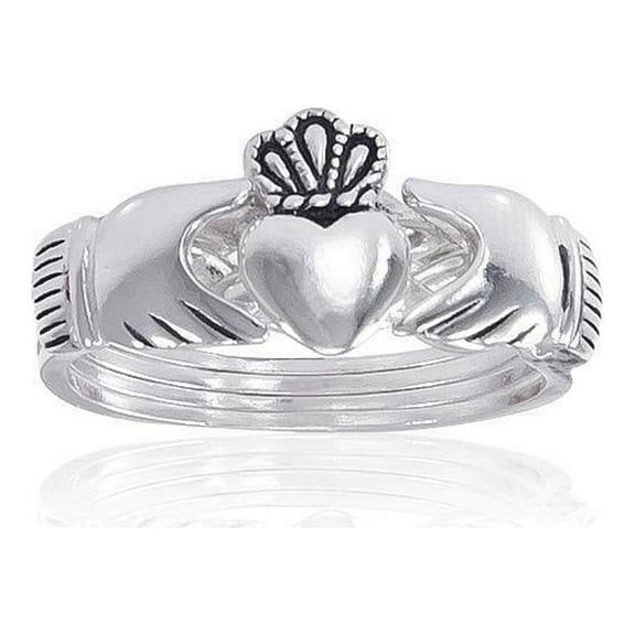 Irish Claddagh Puzzle 925 Sterling Silver Ring Love Friendship Loyalty Jewelry