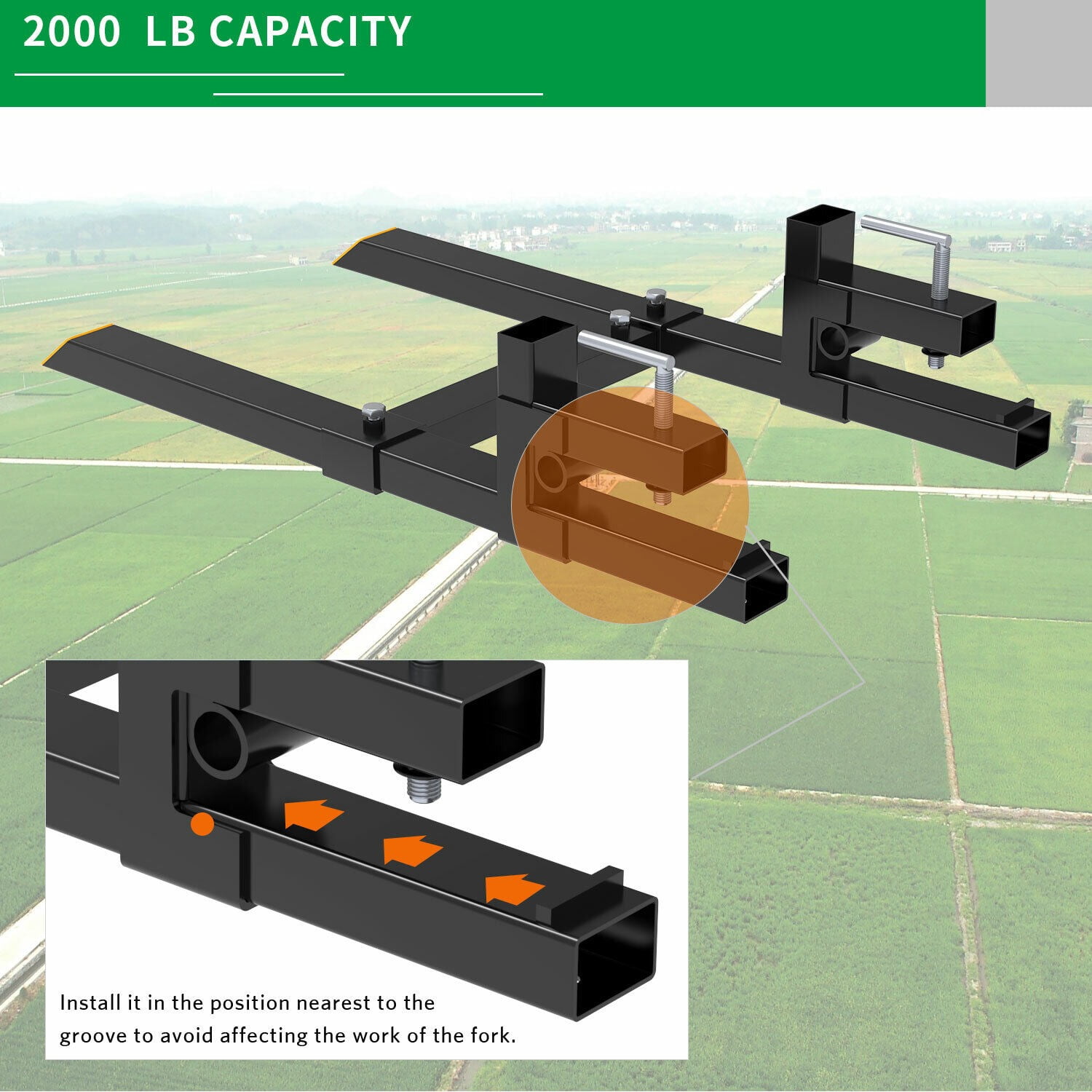 RVNI 43" Tractor Clamp on Pallet Forks Skid Steer Loader Bucket Quick Attach 1500lbs