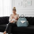 thumbnail image 4 of Tristan Home Quilted Diaper Bag Backpack – Insulated Bottle Pockets, Maternity Hospital Travel Bag for Moms (Muted Blue), 4 of 4