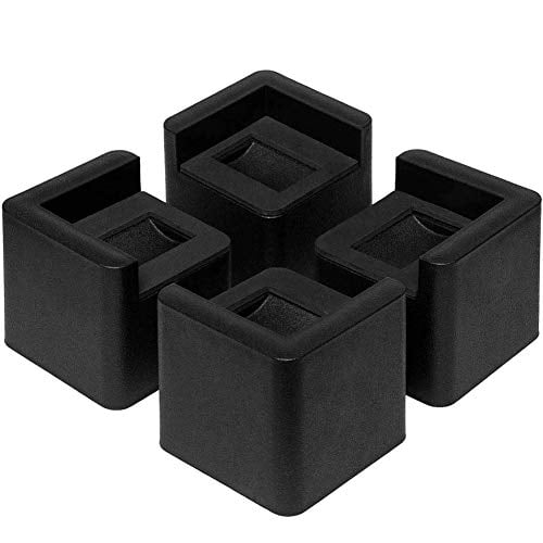 W WARMHOL 3 Inch Black Bed Risers for Casters Wheels Stackable Heavy Duty Furniture Riser Roller Grip for Dorm Bed Chair Sofa Table Set of 4