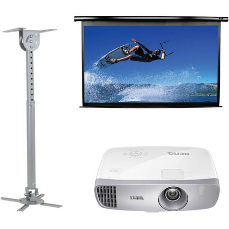 BenQ HT2050 Colorific DLP 3D Home Theater Projector, Elite Screens Electric100H Spectrum Series 100