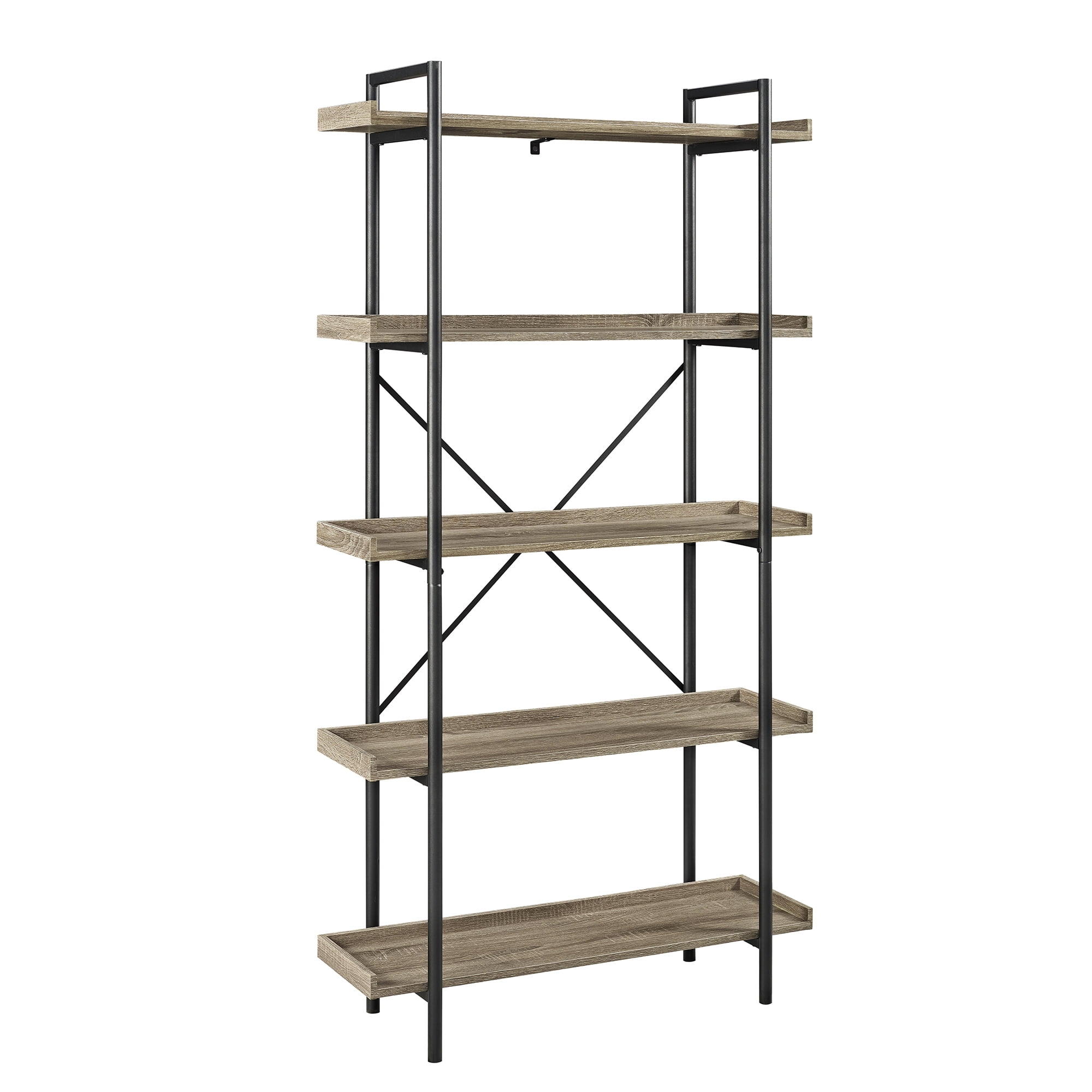 Walker Edison Urban Pipe Rustic Industrial Bookcase, Driftwood