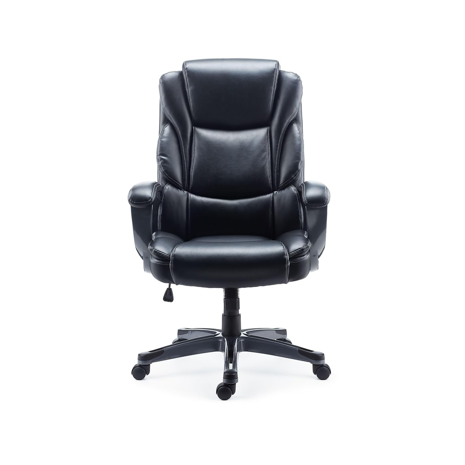 Ergonomic Bonded Leather Office Chair High Back Swivel Computer Desk Seating Furniture With Height Adjustment Rolling Task Chair For Home Office Study Modern Style