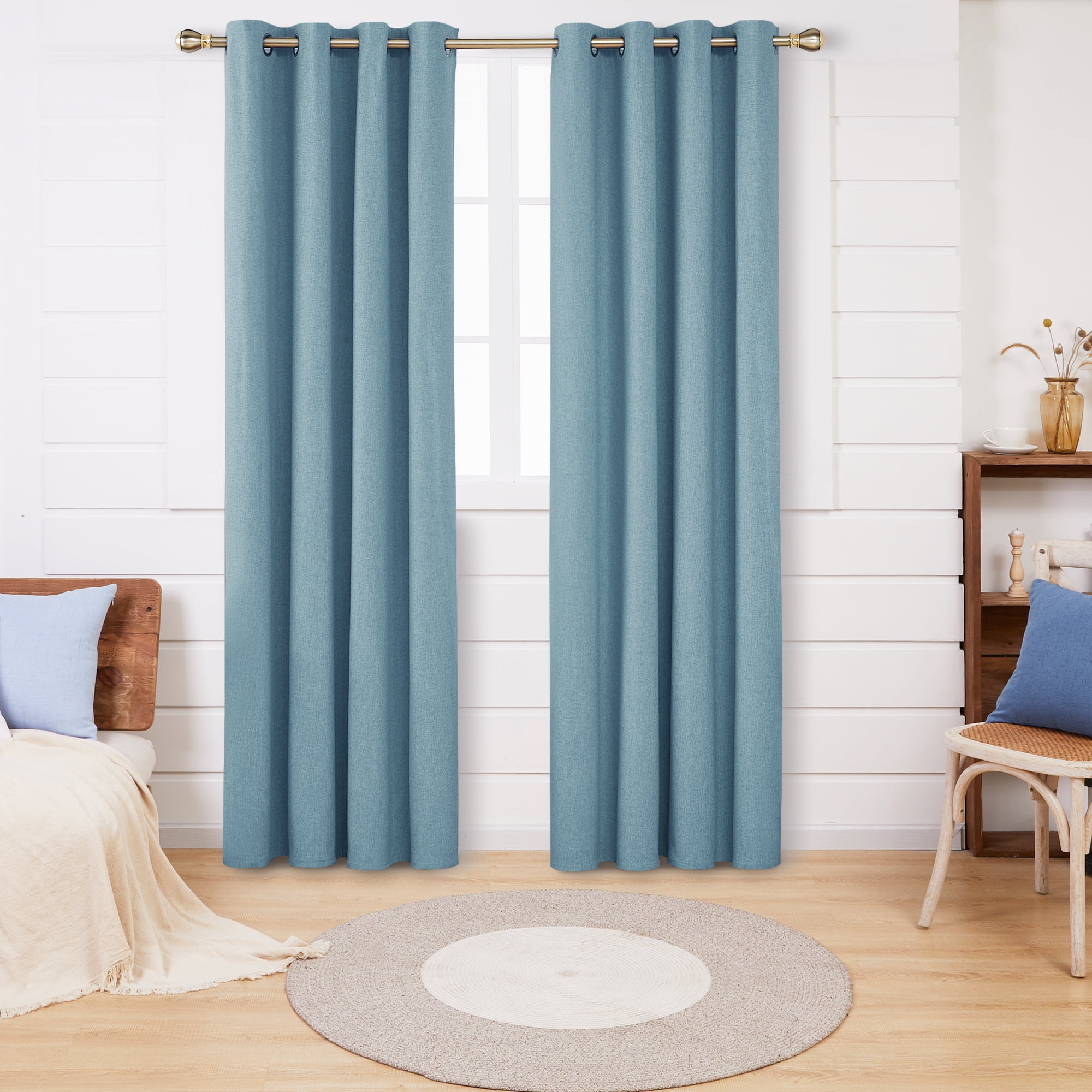 お買い物マラソン限定☆ WONTEX 100% Thermal Blackout Curtains for Bedroom Winter  Insulating Rod P