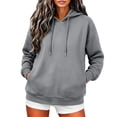 thumbnail image 2 of LEKWK Hoodies for Women Fleece Lined Long Sleeve Oversized Sweatshirt with Pocket Drawstring Casual Relaxed Fit Fall Winter Workout Tops, 2 of 9