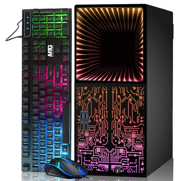Restored Gaming PC Desktop Intel core i7 6th Gen,Horizon+,AMD RX-550 4GB DDR5,16GB RAM,480GB SSD + 2TB HDD,HDMI,DVI,VGA,RGB Keyboard Mouse,Windows 11 Professional