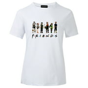 AkoaDa Japanese Anime T-Shirt My Hero Academia Friends Cartoon Printing T Shirt Casual Graphic Tee Tops(white-XS)