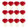 thumbnail image 2 of 12 PCS Red Rose Shape Towel Buckle Napkin Ring Wedding 's Day Hotel Table Decor Metal Gold Napkin Holder, 2 of 10
