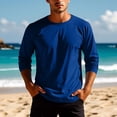 thumbnail image 5 of Jessboyy Men's UV Shirts Cooling Long Sleeve Shirts for Men Summer Crewneck Athletic Tee Shirt Activewear Casual Rash Guards for Outdoor Hiking Blue,M, 5 of 9