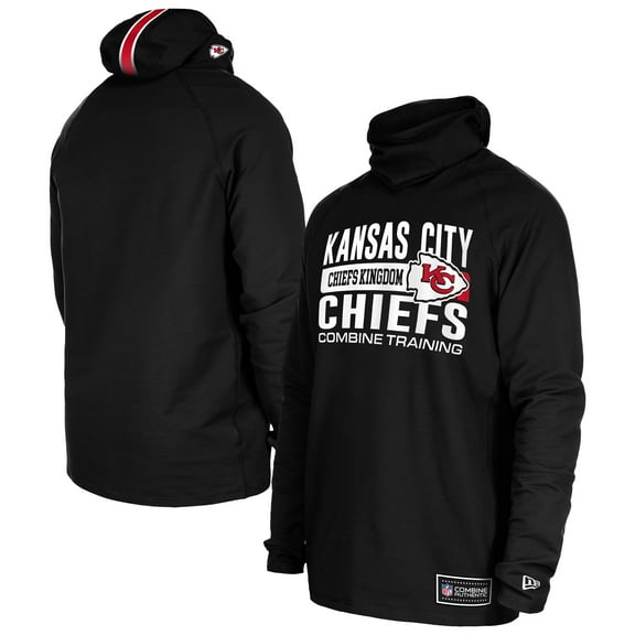 Men's New Era Black Kansas City Chiefs Functional Fandom Balaclava Helmet Stripe Tri-Blend Hoodie
