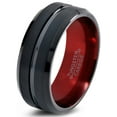 thumbnail image 1 of P. Manoukian Tungsten Wedding Band Ring 8mm for Men Women Red Black Beveled Edge Brushed Polished Lifetime Guarantee Size 10.5, 1 of 4