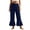 Dark Blue, variant on Women Elastic Waist Flared Calf Length Pants Solid Tone Loose Outdoor Casual Daily Bottom Trousers(Coffee,M)