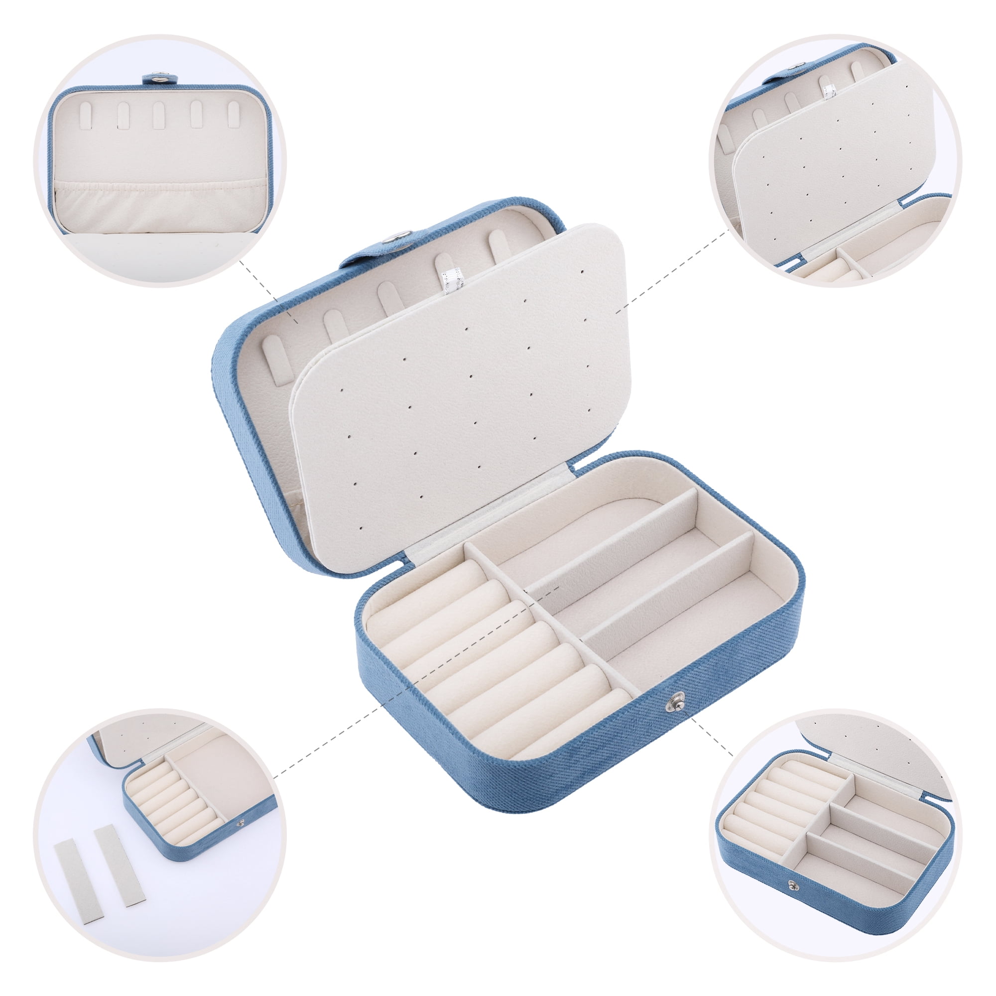 Unique Bargains Travel Compact Jewelry Box for Women Blue