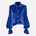 thumbnail image 4 of Hauts en Velours pour Femmes Mode Printemps 2026 Manches Longues Boutonné Col à Revers Chemise Décontractée Blouse, 4 of 5