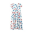 thumbnail image 5 of Independence Day Plus Size Dresses for Girls 4th Of July Crewneck Red Blue and White Tshirt Dress Freedom Casual Dress 2025 Summer Short Sleeve Patchwork Dress Girl with Pockets,White 9-10 Years, 5 of 5