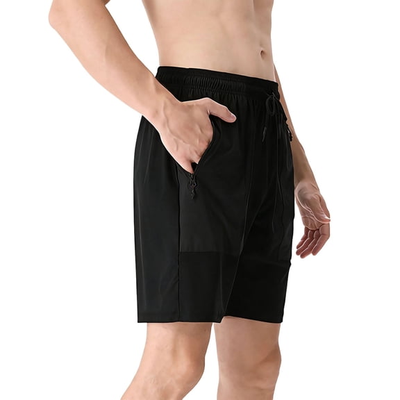hoksml Men's Ice Silk Quick Dry Athletic Shorts with Elastic Drawstring Waist, Zipper Pockets, Two Tone Breathable Fabric, for Gym, Hiking, Workout and Casual Daily Wear