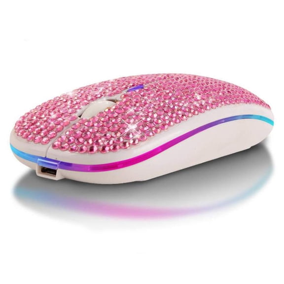 Bluetooth & 2.4GHz Rechargeable Wireless Mouse, Slim Bling Dazzling Design with USB Receiver, Compatible with Notebook, PC, Laptop, Computer, MacBook, Great Gift Idea for Her