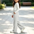 thumbnail image 4 of LIaqionyy Big Girls Sweatpants Kids Joggers Wide Leg Sweat Pants Elastic Waist Casual Pant with Pockets, 4 of 8