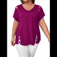 thumbnail image 2 of Blusas Tipo Túnica de Corta para Mujer, con Escote en V Recortado, Elegantes, Informales, Holgadas y Largas Rosa Roja L, 2 of 7