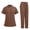 Brown, variant on Scrubs for Women Set-Zipper Collar top & Straight Pants Scrubs set Medical Nursing uniforms Clearance