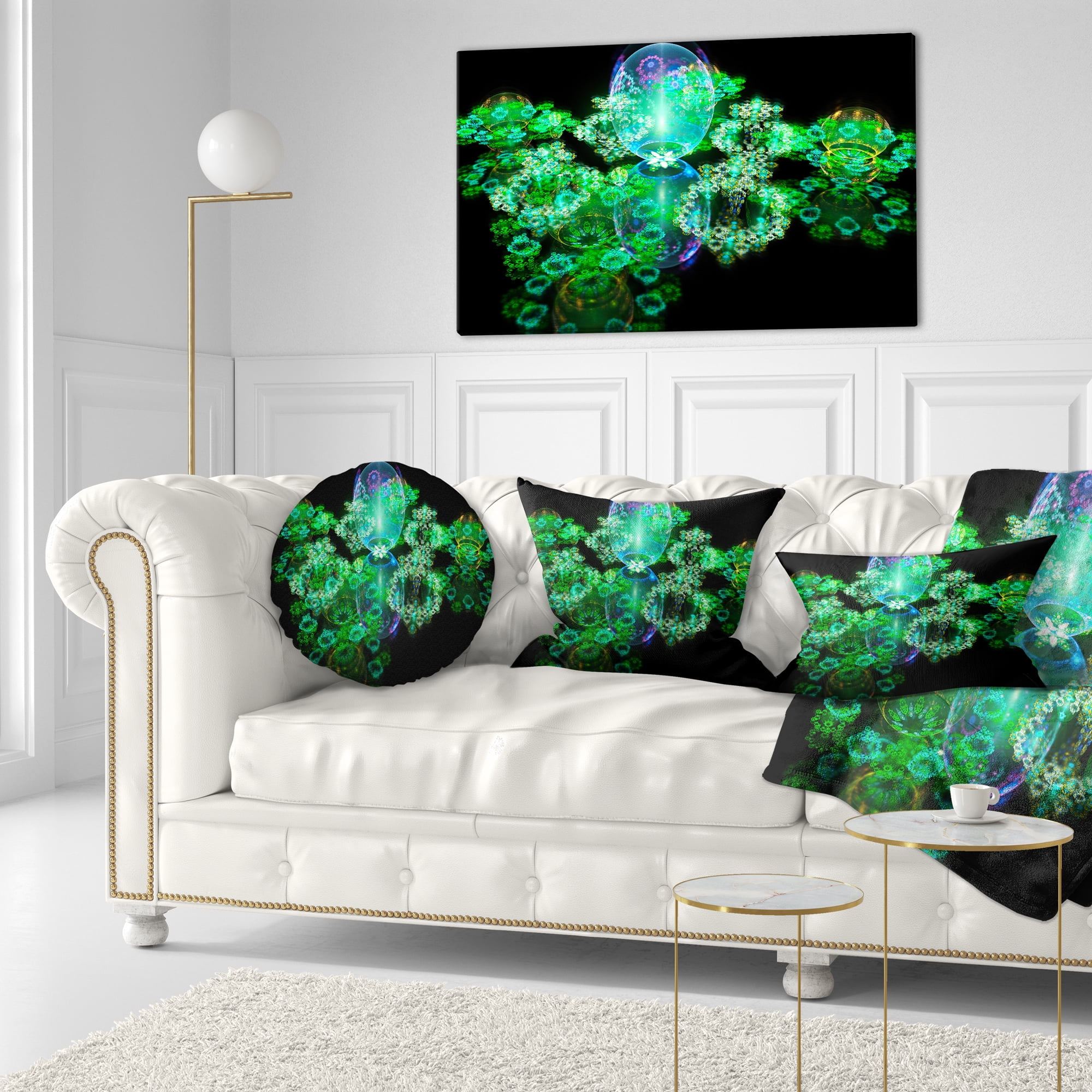 Designart Green Water Drops on Mirror - Abstract Throw Pillow - 12x20