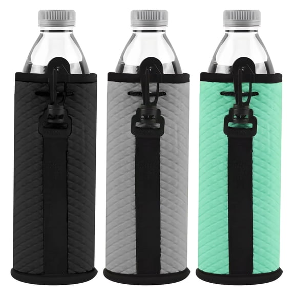 Water Bottle Holder for Outdoor Sports, 3 Pack, Slip-Resistant Design, Drawstring Lock, Fits 16-18 Oz Bottles
