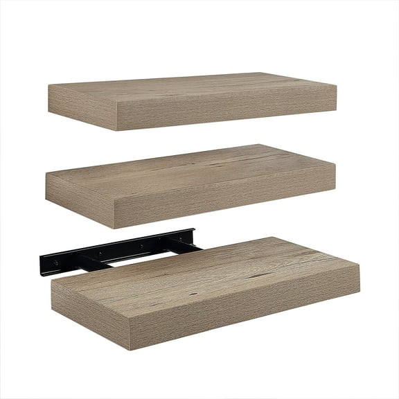 Huisenitre Floating Shelves,Small Wall Mounted Shelf for Room Decor, Set of 3, Natural