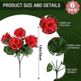 thumbnail image 3 of Artificial Geranium Flowers 5 Branch Silk Geranium Bush Fake Plants for Outdoor Garden Patio Home Table Centerpieces Wedding Cemetery All Season Decor Red 13 Inch (1Pcs), 3 of 9