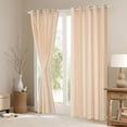 thumbnail image 3 of Manfei Geometric Stripe Kitchen Curtains,Contemporary Minimalist Black Out Curtains Pack of 2 (42x63 Each), Beige Light Beige, 3 of 6
