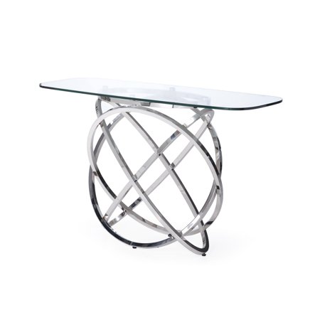 GLAM Glass & Stainless Steel Console Table Modrest Tulare VIG Contemporary