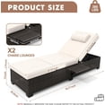 thumbnail image 2 of IdealHouse Lot de 2 Chaises Longues d'Extérieur, Chaises Longues de Patio Inclinables de 78 Pouces avec Dossier Réglable et Table d'Appoint – Ensemble en Osier PE Gris, 2 of 6