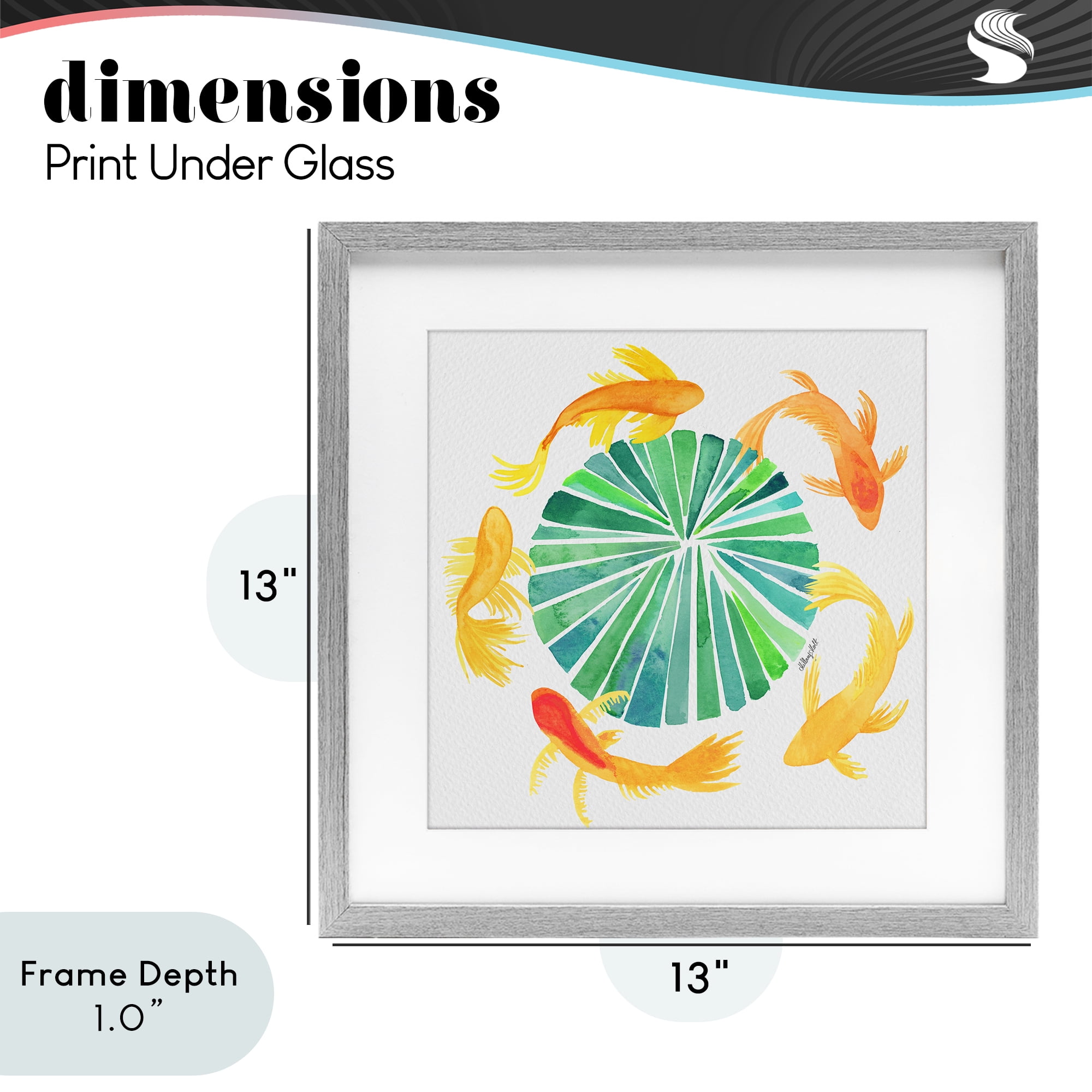 Stupell Industries Lotus Garden Orbital Fish Gray Framed Print Under Glass, design by Hillary Holt