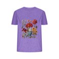 thumbnail image 1 of Blusas de Verano de las Mujeres Flor Impresa Cuello Redondo Manga Corta Superior, Verano Superior de las Mujeres, 1 of 8