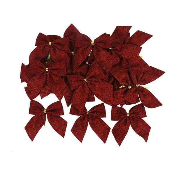 20/10 Uds. Decoración de lazo navideño de lino, adornos colgantes para árbol de Navidad, lazo para corona navideña, lazo para regalos de Navidad de Año Nuevo 2024